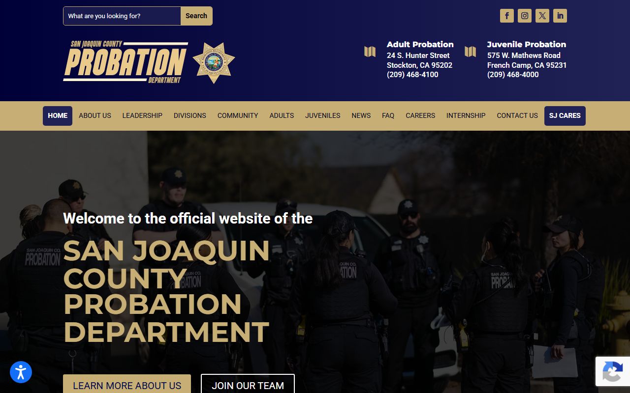 San Joaquin County released inmates probation department page