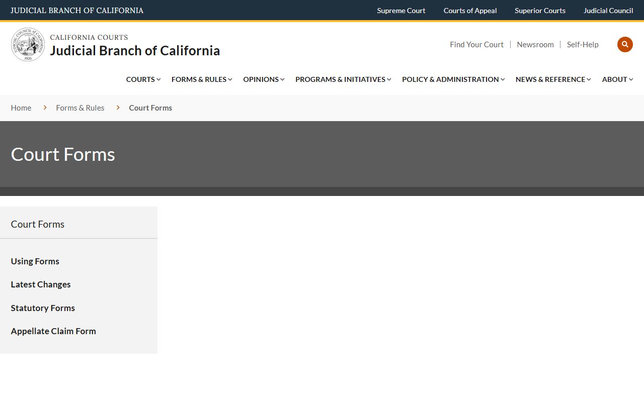 California Judicial Council forms library used for San Joaquin County court filings