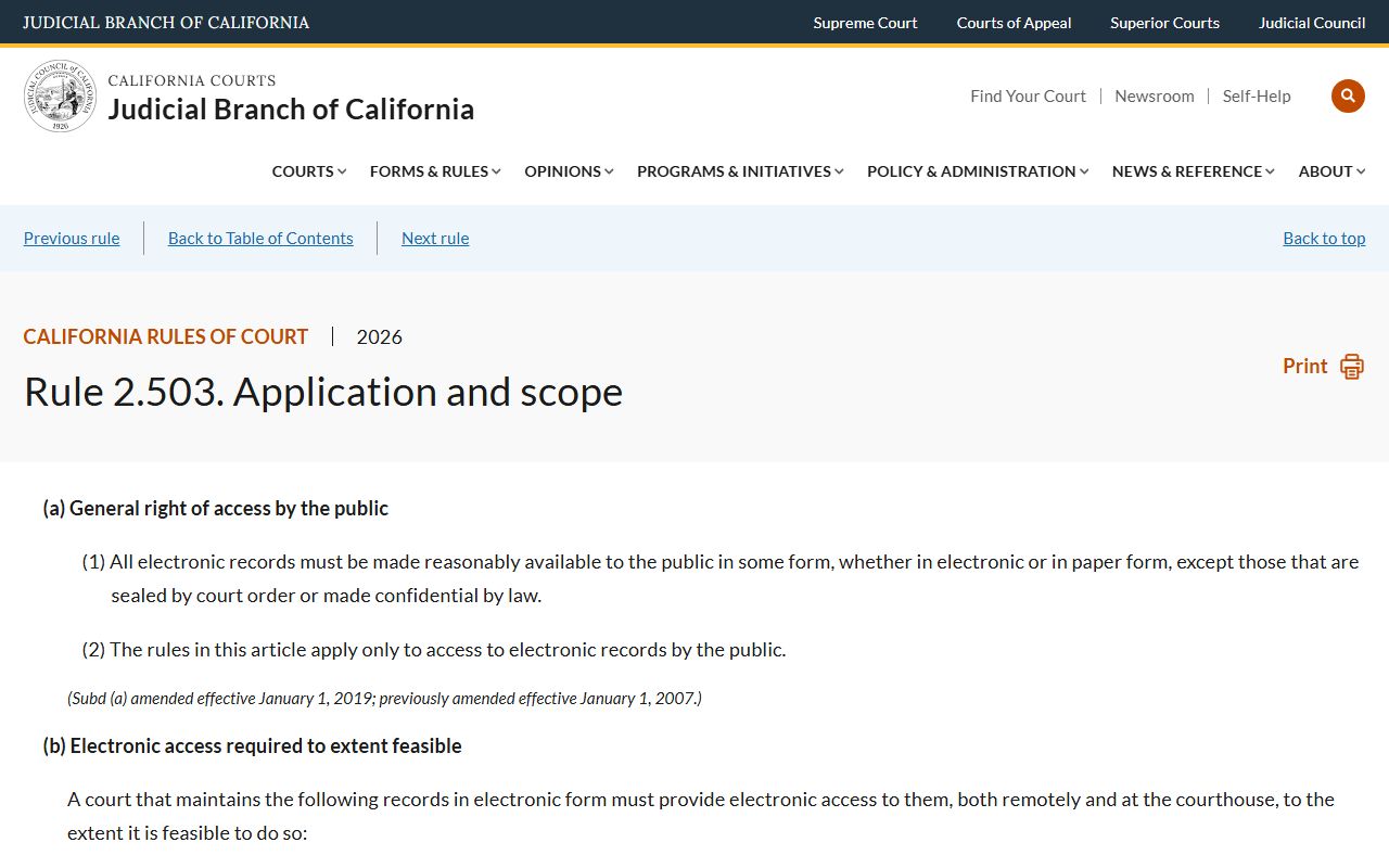 San Joaquin County court records Rule 2.503 remote access