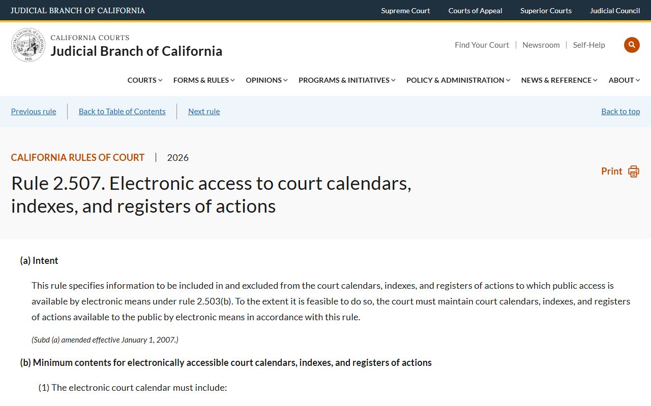 San Joaquin County criminal records access limits under California Rule of Court 2.507