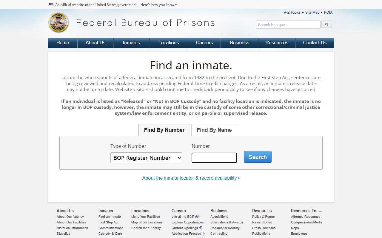 San Joaquin County released inmates Federal Bureau of Prisons inmate locator