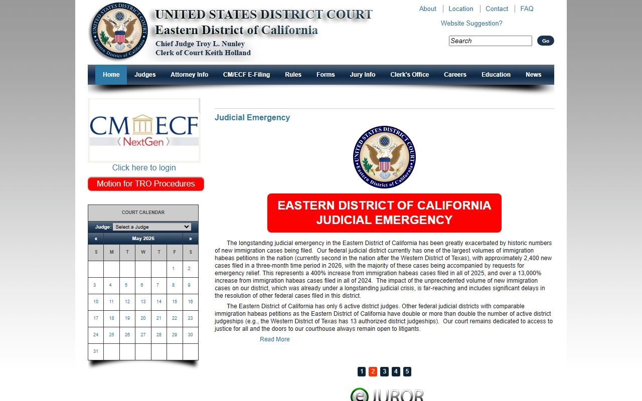 U.S. District Court for the Eastern District of California, the federal court for San Joaquin County
